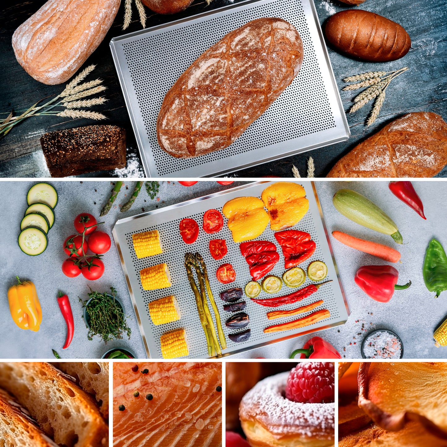 3 x LEHRMANN perforated baking trays for ovens