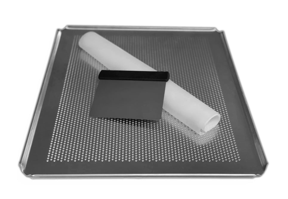 LEHRMANN 3-piece baking set - perforated tray / silicone mat / dough scraper